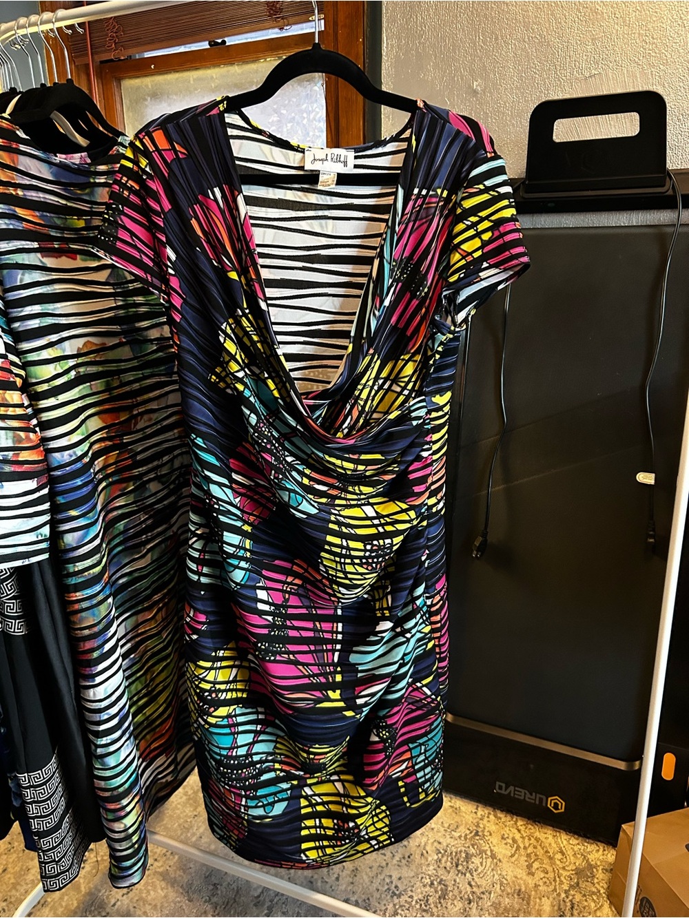 V Neck Multicolor Print Dress - Joseph Ribkoff